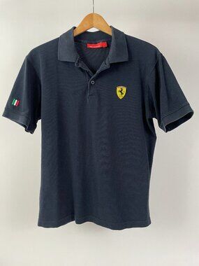 Official Licensed Ferrari Scuderia F1 Polo Tee Shirt, Black, Size S/M